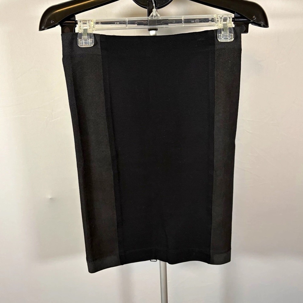 alice + olivia Womens Sz 8 Black Pencil Mini Skirt Leather Panel Zip Goth Emo